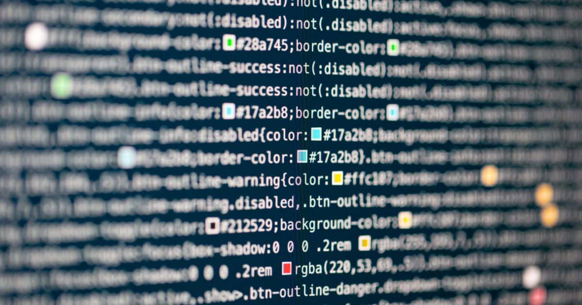 Software source code displayed on a screen